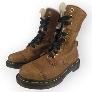 Dr Martens Fur-Lined Aimilita Grizzly Boots Women's Size US 7 Brown EUC